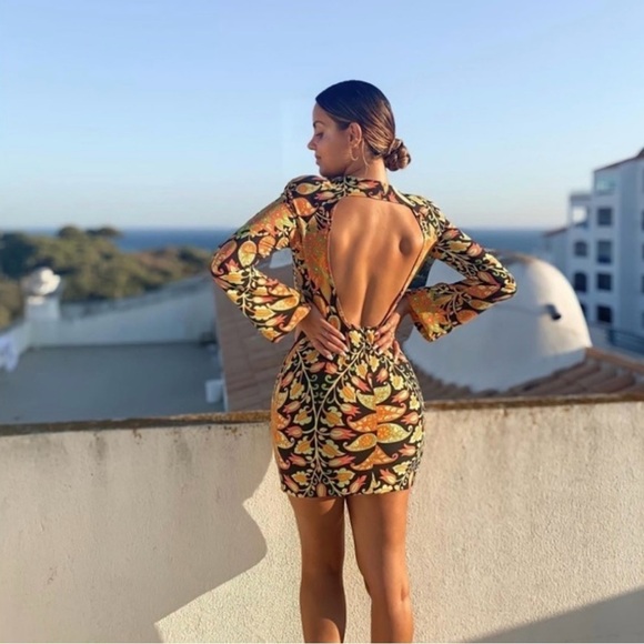 Zara Dresses & Skirts - Zara Bodycon Paisley Boho Mini Dress Size M